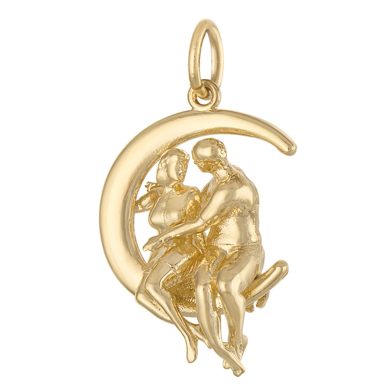 Couple on the Moon 14K Gold Charm